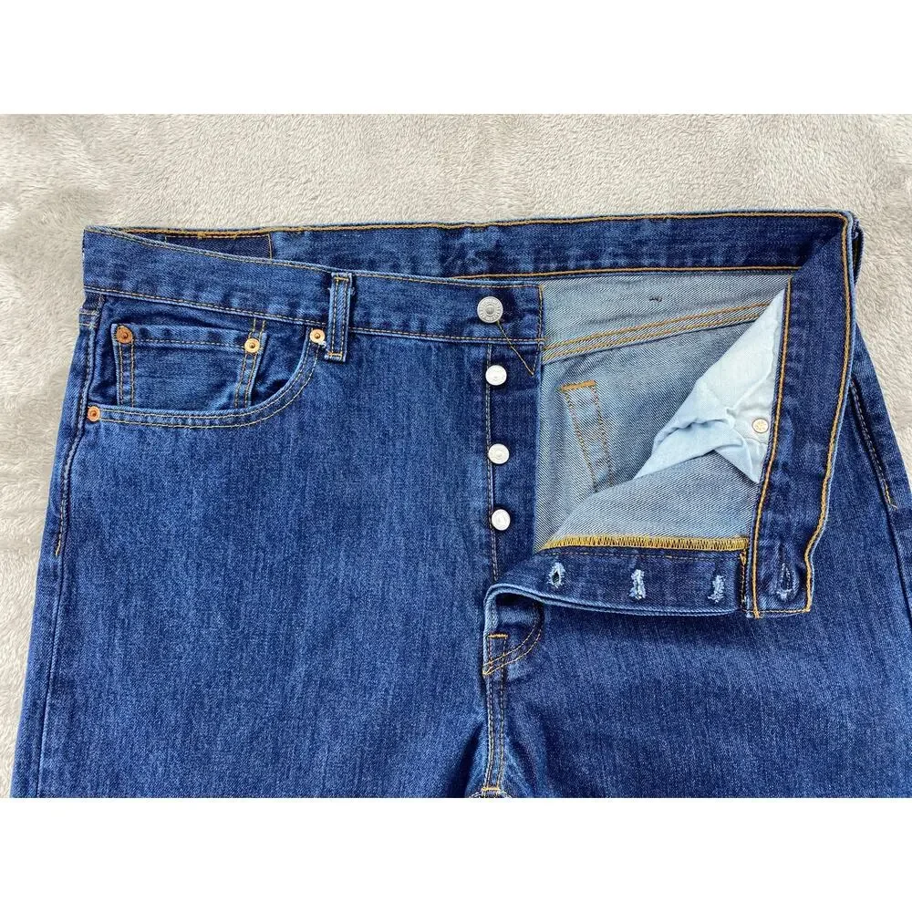 Levi's 501 Original Fit Jeans Men's 38x32 Dark Wash Button Fly Straight Denim
